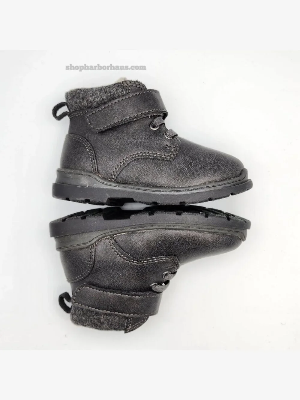 Black Ankle Strap Lace-Up Boots | Kid's 7
